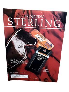 1984 Sterling Cigarettes Ad Special Blend Ski Goggles Vintage Print